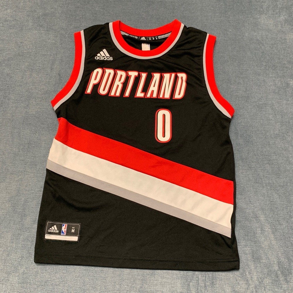 Portland‎ Trail Blazers Jersey Boys M Black Damian Lillard Adidas Basketball NBA